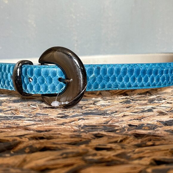 Genuine Snakeskin Turquoise Designer Belt, Size 34, Length 38\